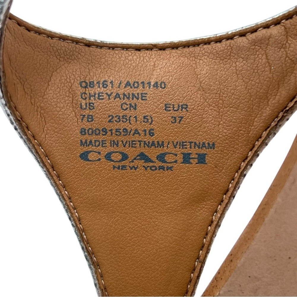 Coach Cheyanne Silver Leather Thong Sandals Womens Size 7 T Strap Slingback Flat - Picture 7 of 9